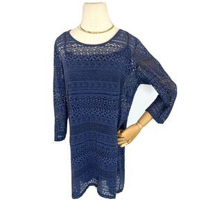 M & S Collection Womens Blue Lace Overlay Dress Size 10 US 14 UK Marks & Spencer